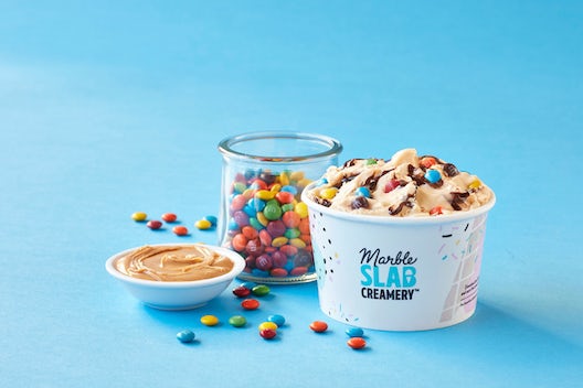 Peanut Butter Fudge Swirl Ice Cream made with M&M’S® Minis